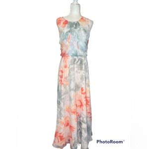 Vince Camino Peach Coral & Gray Maxi Dress size 8 Front Split